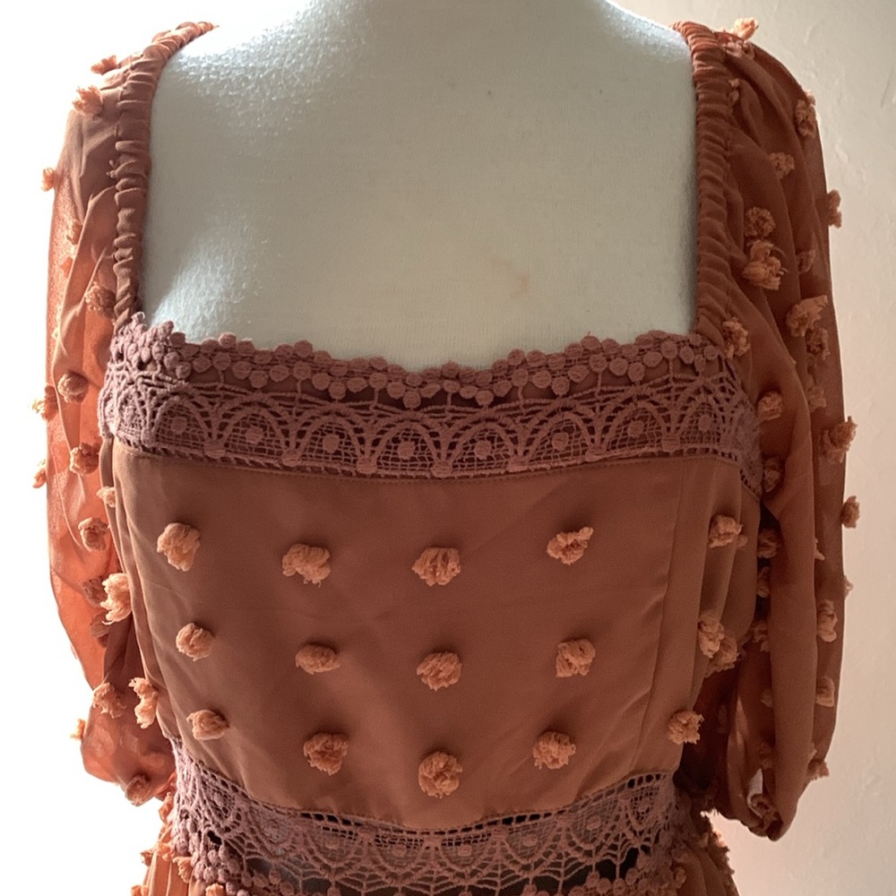 BNWT ASOS RUST / ORANGE BOHO DRESS - Picture 2 of 14